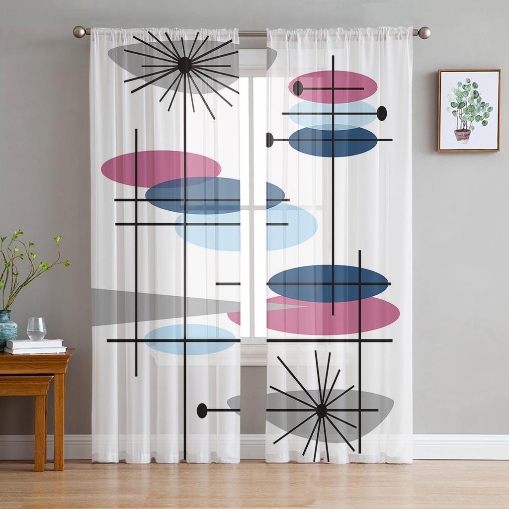 Абстрактные геометрические черно-желтые прозрачные занавески из тюля для гостиной, взрослых, спальни, шторы для кухни, вуаль, органза, декор, занавески