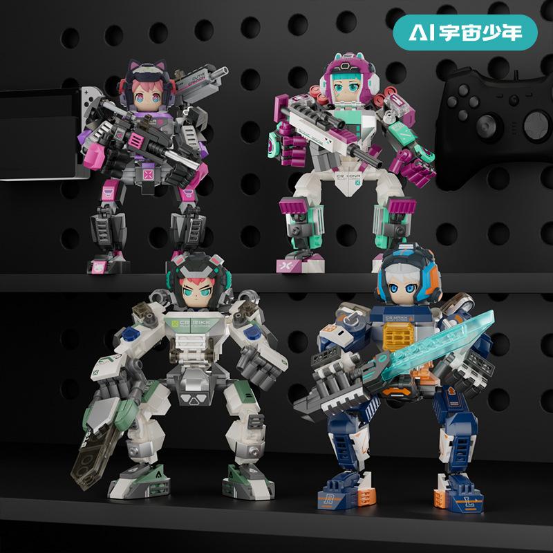 Tide Play Строительный блок Ai Less Меха Командная модель Фигурка Сборка из мелких деталей Робот Игрушка
