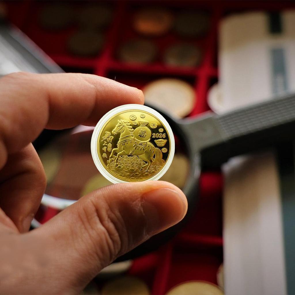 1 шт. Металлическая монета «Удачная коллекция» 2026 год Лошади Сувенир Лунный Новый год Китайский Зодиак Монеты Лошади Памятная монета