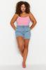 Women's Style Plus Size Light Blue High Waist Stretchy Skinny Denim Shorts & Bermudas