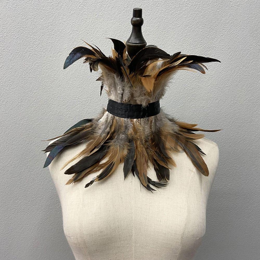 Women Cosplay Accessories Halloween Decor Gothic Clothes Feather Scarf Fur Shawl