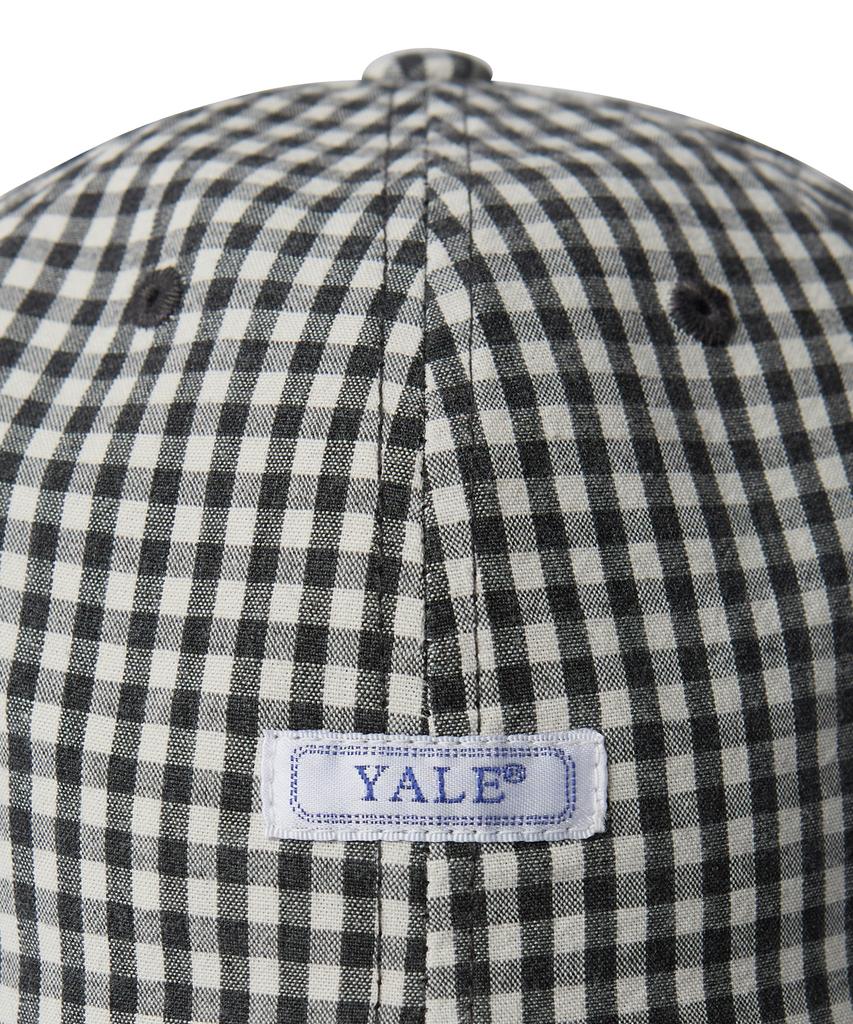 Кепка YALE из жатой ткани в клетку Гингем с арочным логотипом_Черный