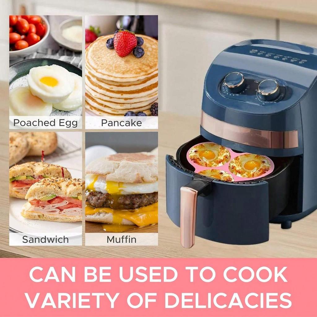 3Cavity Air Fryer Egg Mold Round Shape Cupcake Nonstick Silicone Muffin Hamburger Bun Pan DIY Cooking Mould Baking Accessories