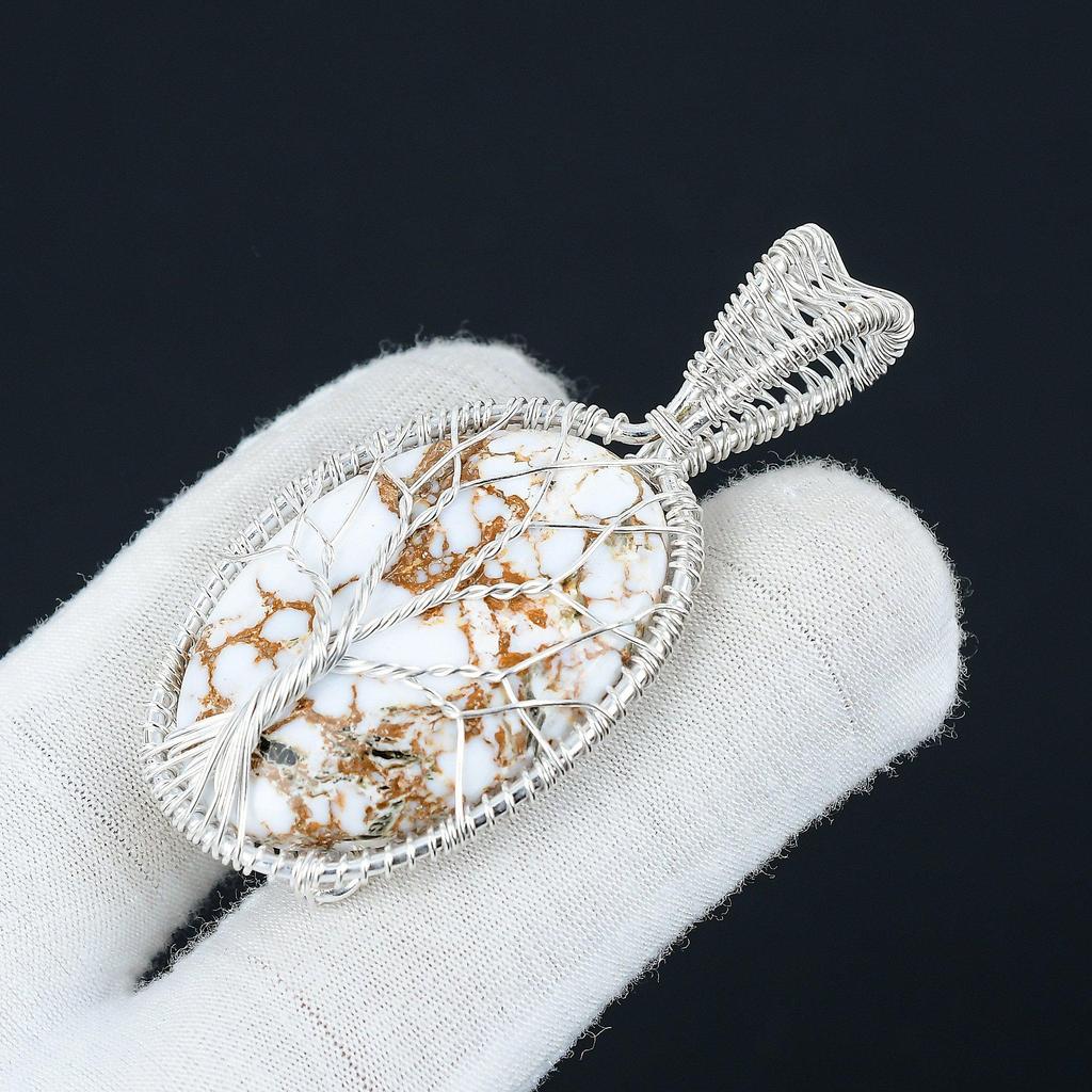 Wild Horse Jasper Pendant Natural Gemstone Handmade 925 Sterling Silver Pendant, Wire Wrapped Jewelry, Wire Wrapped Tree Of Life Jewelry