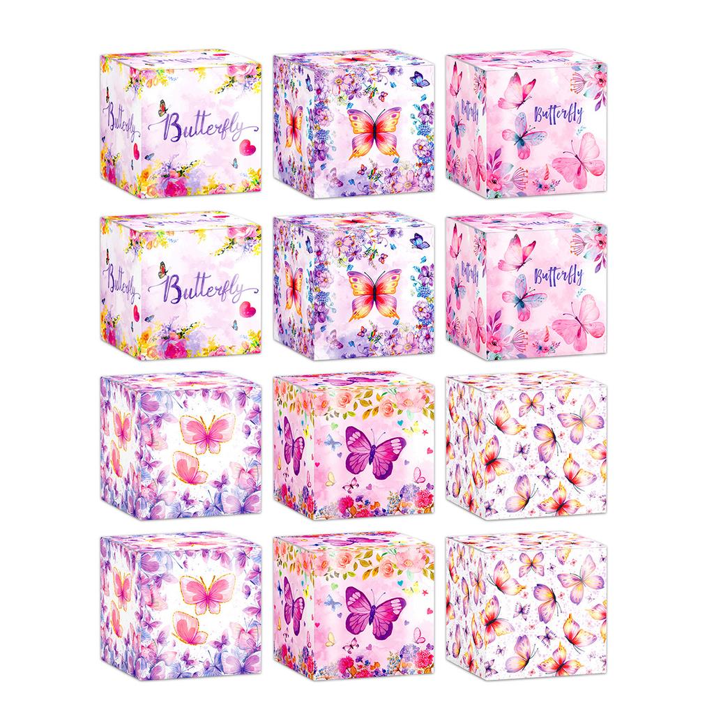 12/18 шт. Розовые подарочные коробки с бабочками Розовые подарочные коробки с бабочками для внимательных и детальных дарителей