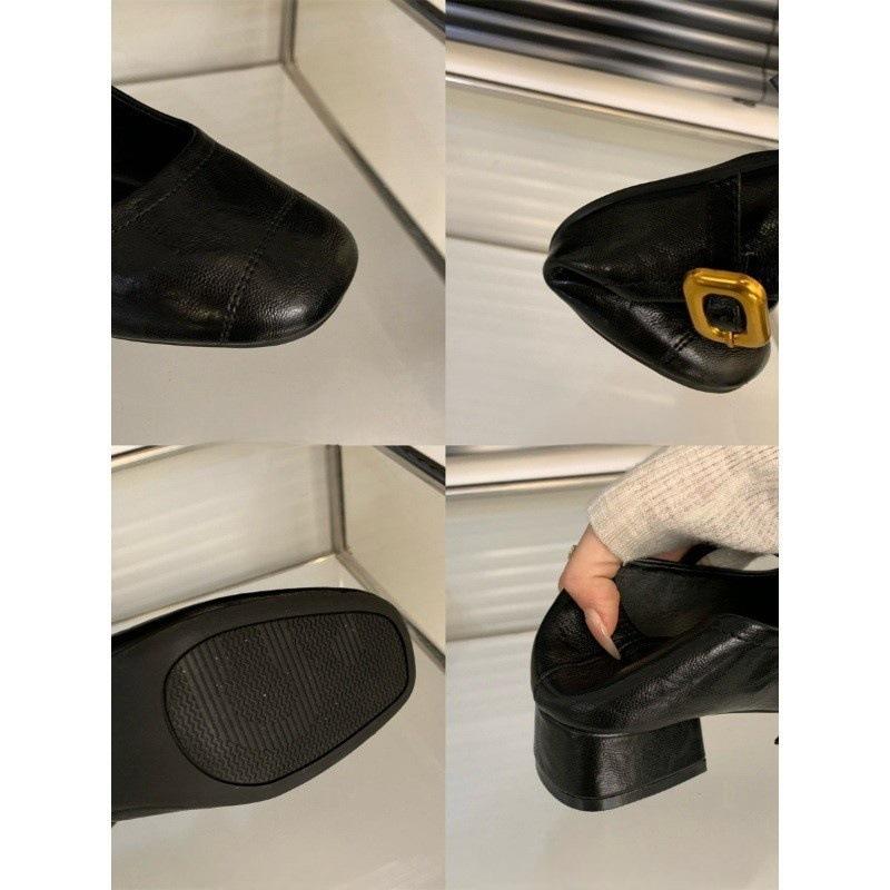 Evening Wind Light Mouth Single Shoes Women's Thick Heel Autumn New Small Leather Shoes Retro Medium Heel Mary Jane Shoes