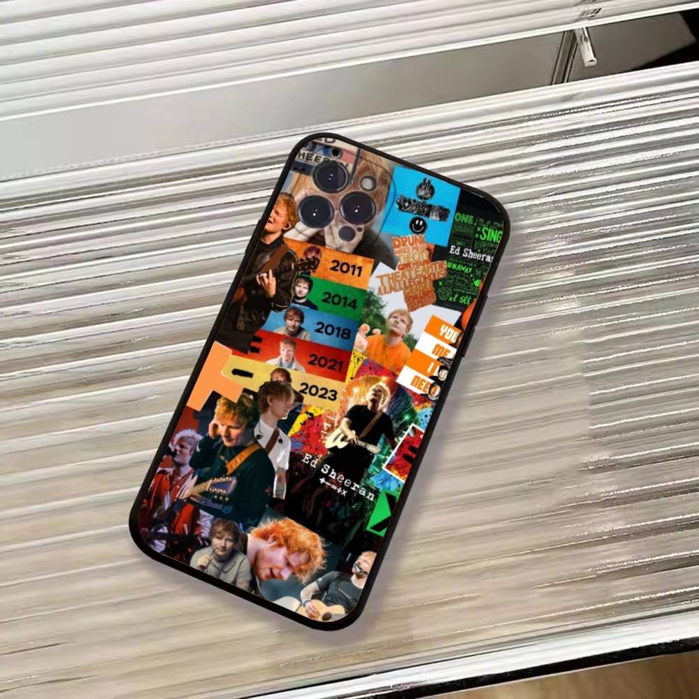 Чехол для телефона с изображением Эда Ширана для iPhone 17,16,15,14,13,12,11 Plus,Pro Max,XS,Мягкий черный чехол