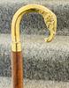 Walking Stick Black Twisted Pole With A Brass Elephant Head Comfortable Handle.