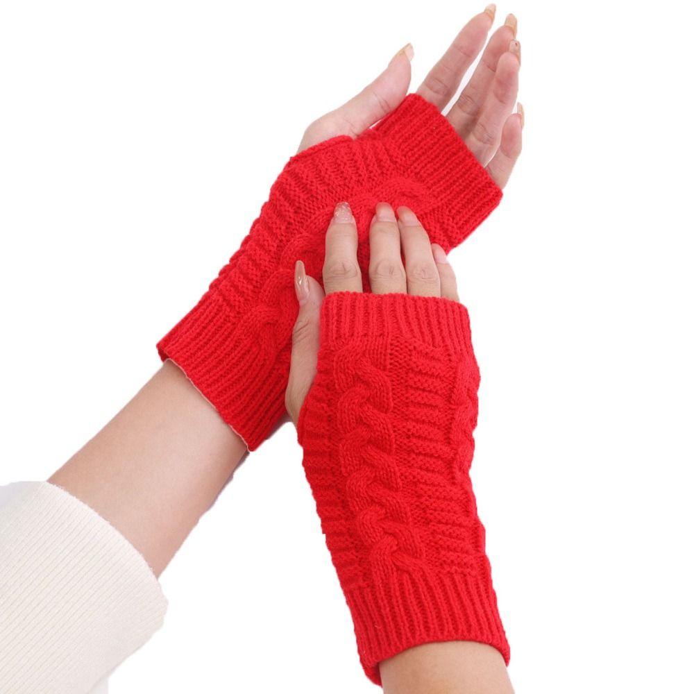 Outdoor Riding Mittens Knitted Gloves Half Finger Gloves Fashion Twists Gloves Men