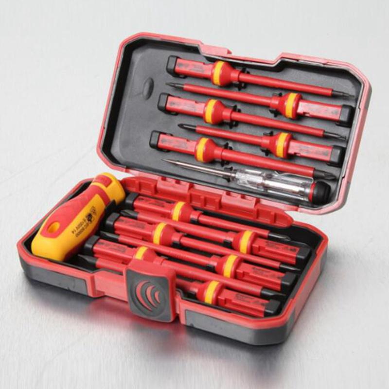 Voltage Tester 13pcs Ved Insulated Screwdriver Set High Voltage 1000V Phillips Slotted Torx Hand