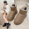 Женские зимние ботинки больших размеров, повседневные, короткие, из бисквита, на толстом каблуке, из бархата и меха, из хлопка, Lingge Shoes 36-41