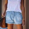 Women's New Elastic Waist Casual High Waist Thin Fringe Denim Shorts