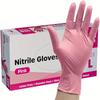 100 Pink Disposable Nitrile Gloves for Food Grade, Kitchen, Cleaning and Daily Protection
