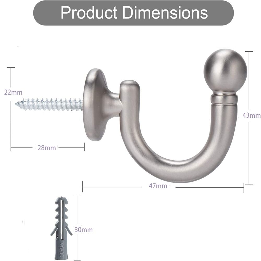 4 шт. Настенные крючки-подхваты для штор 47 мм Крючки для одежды, пальто, полотенец, подхваты для штор для окон Homen