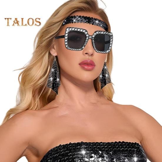 5 шт./компл. женский комплект ювелирных изделий с блестками и стразами, декор в винтажном стиле 60-х 70-х годов, сувениры для дискотеки, косплей, серьги, солнцезащитные очки, браслет, повязка на голову, шарф, комплект