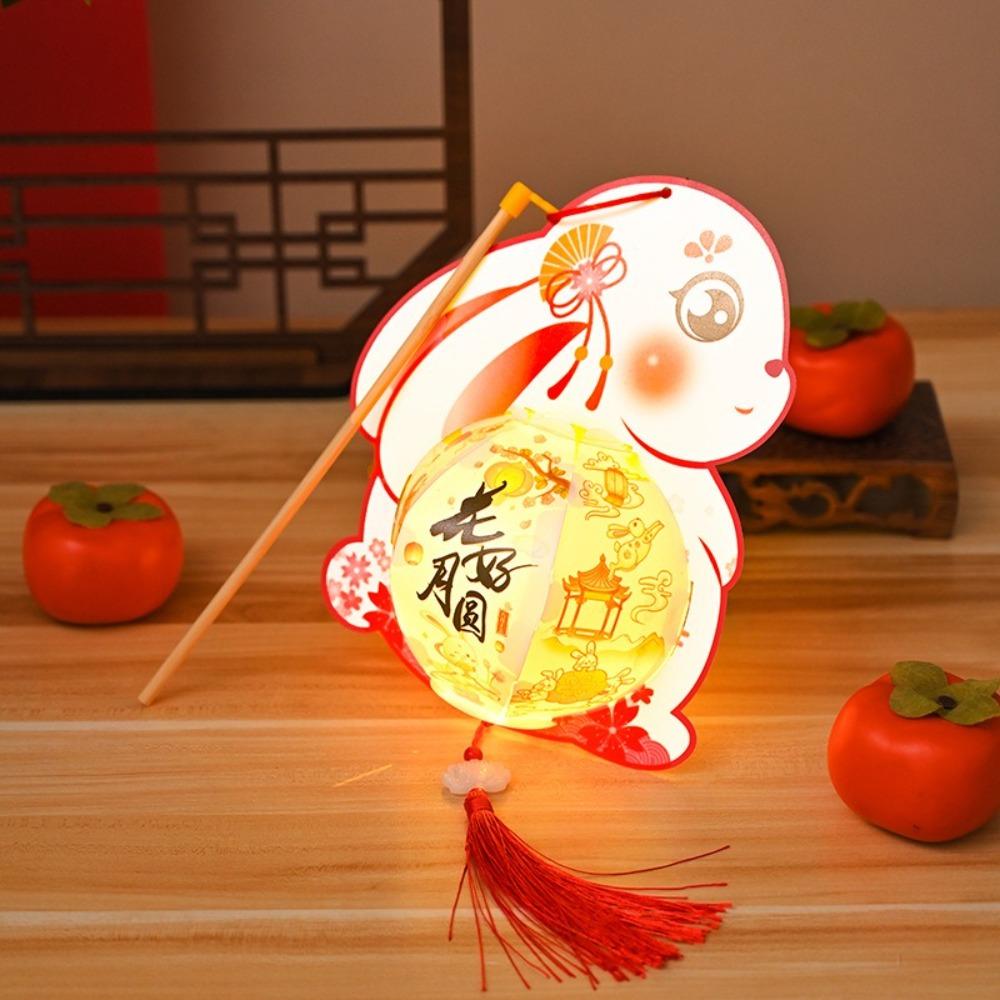 Glowing Rabbit Lanterns Cartoon Lantern DIY Material Package Mid-Autumn Festival Lantern  Chidlren