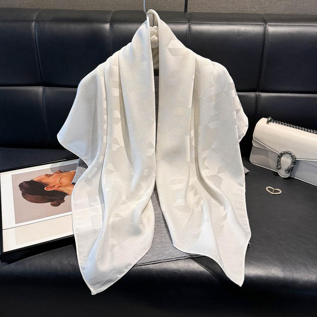 Fashion 90 Square Scarf Women'S Thousand Bird Grid Scarf Middle Eastern Headscarf Versatile Day Silk Cotton Silk Scarf Retro