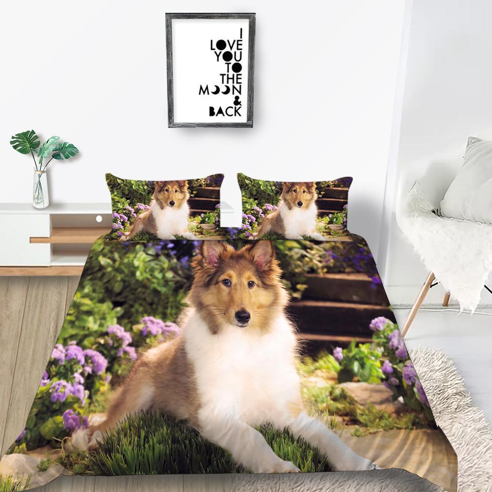Новая мода Цветок Пододеяльник Комплект домашних животных Постельное белье Собаки Наволочка Дизайн Домашний текстиль Мультфильм Мужчина Женщина Одноместный Чехол на кровать King Size