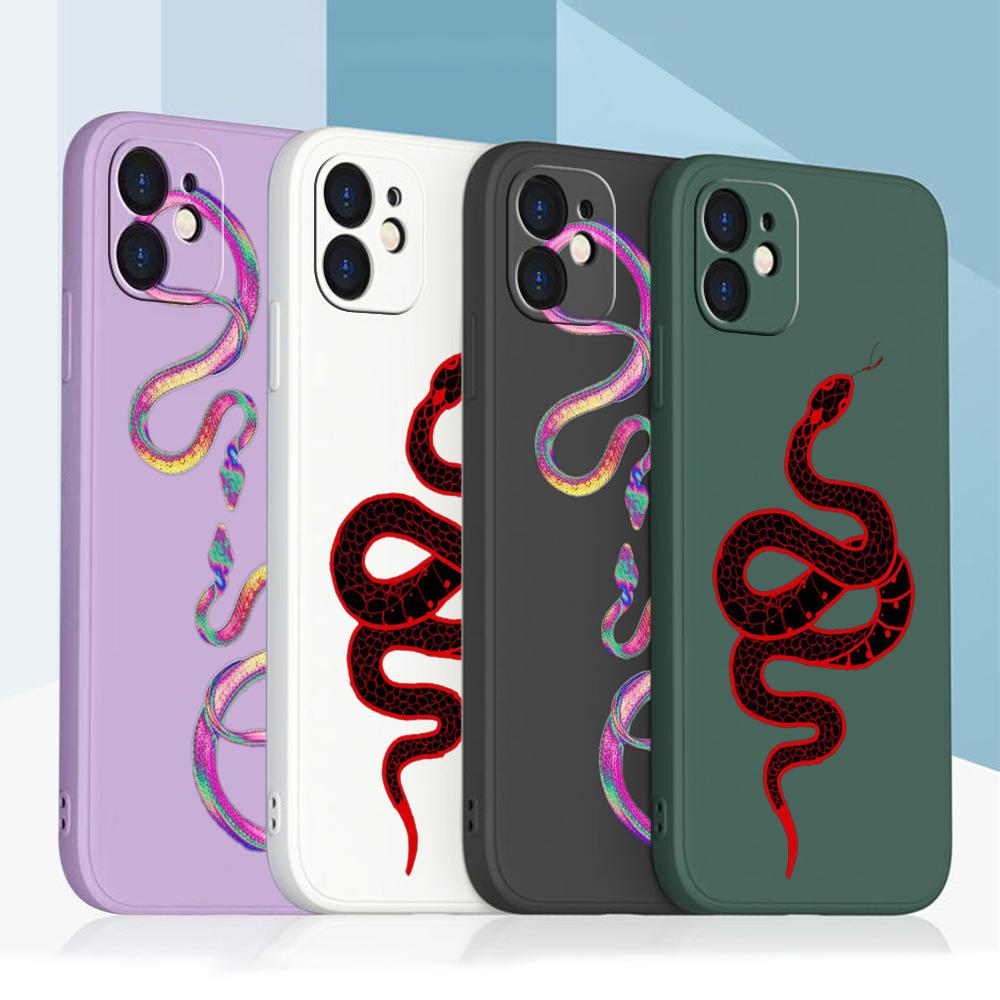 N73 Черный золотой змеиный дизайн с ремешком Силиконовые чехлы для телефонов с прямыми краями для Xiaomi Poco X5 Redmi Note13 Pro 12C Realme C55 Противоударный чехол Huawei