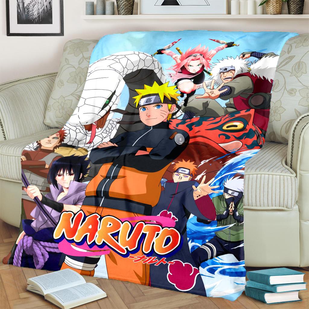 Anime-Naruto Print Blanket Warm Comfortable Flannel Blanket for Bedrooms, Sofas, Beds, Chairs, Picnics, Travel -LXR67