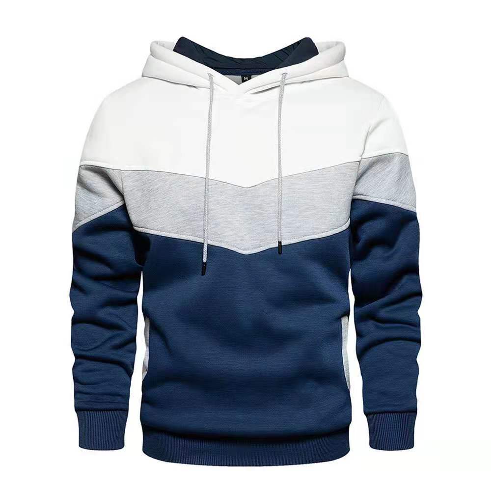 Spring and Autumn Men's Loose Casual Color Matching Hooded Sweatshirt