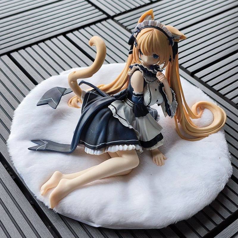 Обычная виртуальная Vtuber Сад Серена Статуэтка горничной с кошачьими ушками Аниме Статуэтка кошкодевочки Декор для корпуса ПК Настольное украшение Коллекционная модель