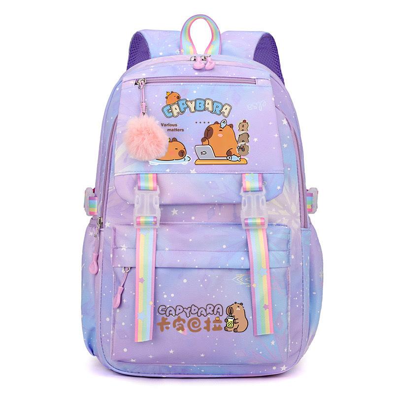 Популярный 2025 Капибара Capybara многоцветный красивый, грязеотталкивающий и прочный, милый школьный рюкзак для детей младшего школьного возраста