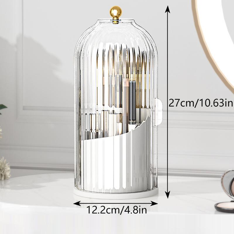 360Degree Rotating Makeup Brush Holder With Lid Luxury Cosmetic Organizer Lipstick Eyebrow Pencil Holder Eye Shadow Storage Box