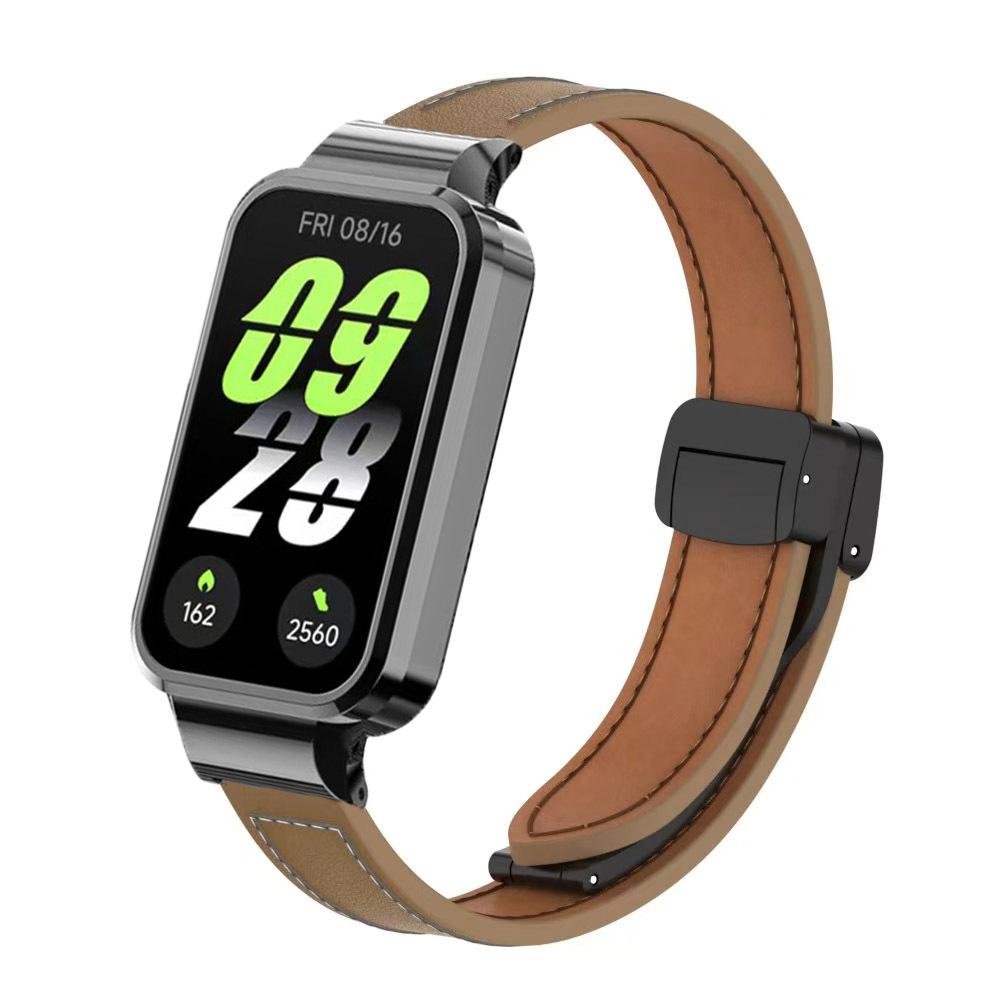 Для Xiaomi Smart Band 9 Active кожаный ремешок магнитная складная застежка для Redmi Band 3 металлический защитный чехол интегрированный ремешок