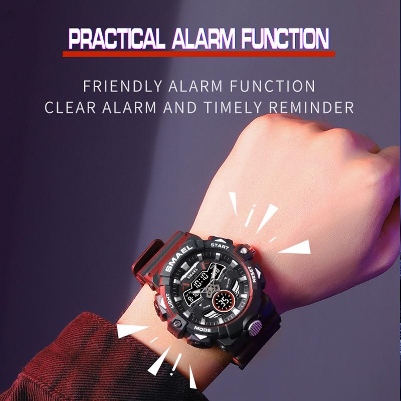 Спортивные часы SMAEL, оригинальные наручные часы, дропшиппинг, водонепроницаемые часы 50 м, 8085, кварцевые часы с будильником