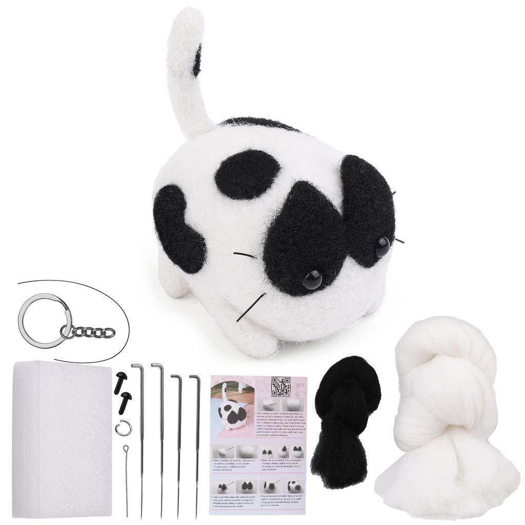 Милый комплект материалов для войлока из шерсти животных, набор для войлока с иглами для кошек и собак, набор для войлока с иглами для самостоятельной работы, незаконченный набор для самостоятельной работы с шерстяным войлоком