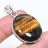 Natural Tiger Eye Gemstone 925 Sterling Silver Jewelry Pendant 1.81" I4M16