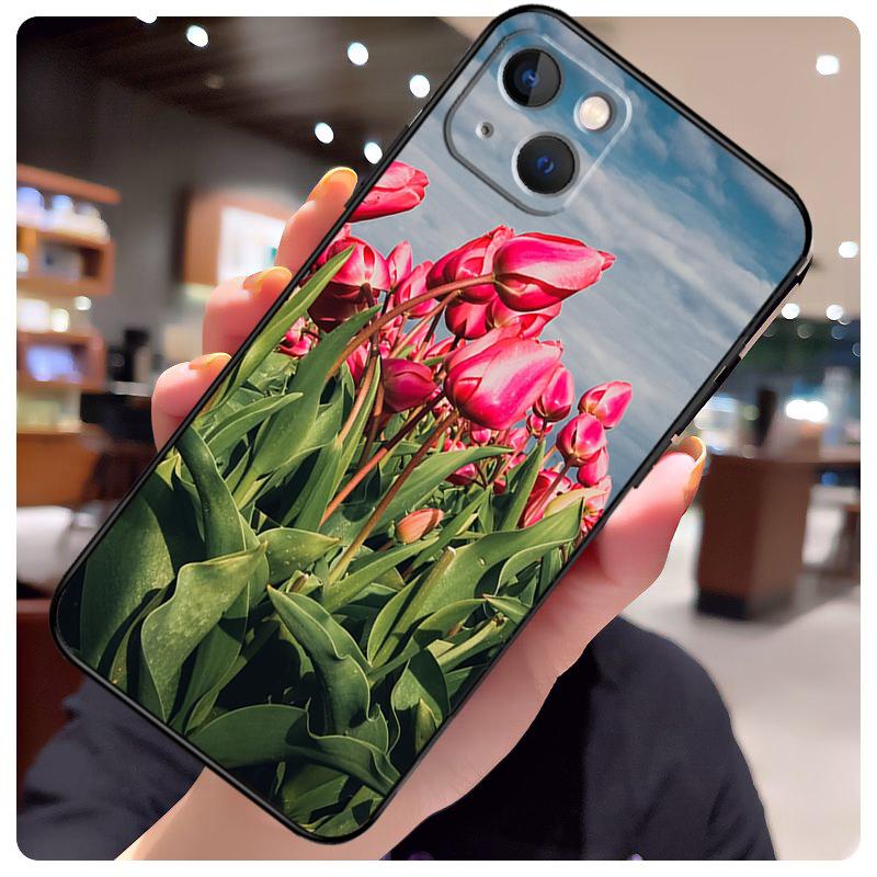Цветочный чехол с тюльпанами для iPhone 13 Pro Max 16 15 11 12 14 17 Pro Max mini 15 16 Plus 16e 17 Air Чехол для телефона