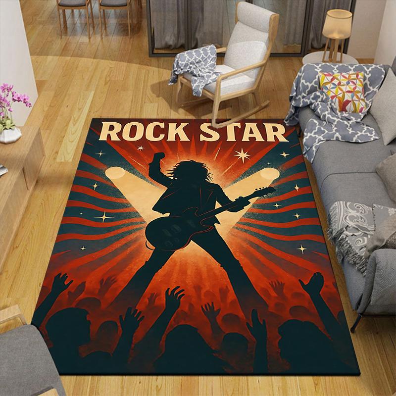 1Pc Rock Star Concert Energy Rug, Office Carpet Indoor Outdoor Doormat, Non-Slip Soft, Living Room, Christmas Halloween Gift M929366