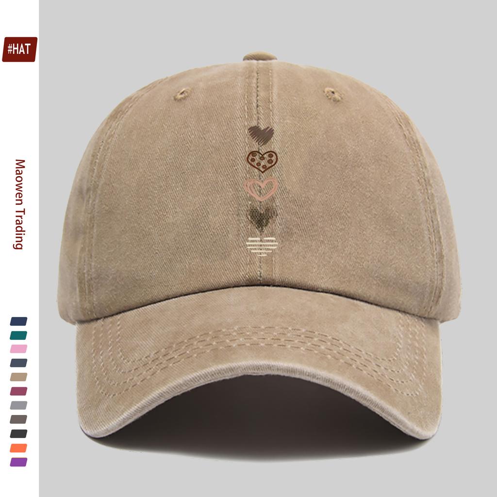 pc Baseball Cap with Various Heart Pattern Prints Casual Printed Sun Hat Decorative Leisure Hat with Adjustable Strap Multip