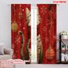 2pcs,2D Plane Printing Light Filtering Curtains Snowflake Cat 100% Polyester (without Rod) Festive Ldeal for Bedroom and Various