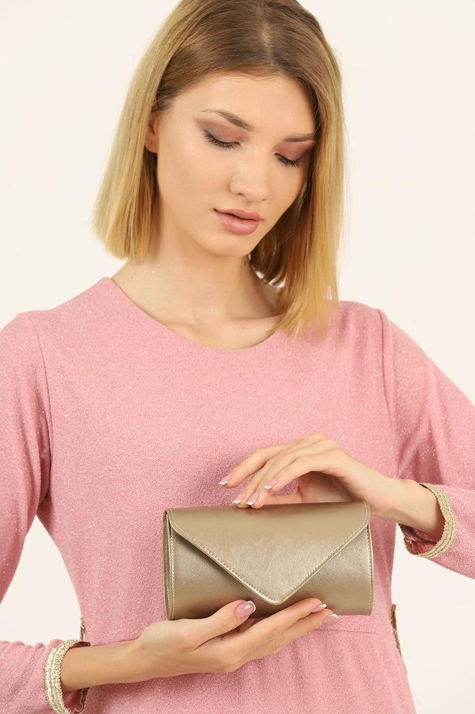 Women's Stylish and Useful Evening Dress Bag Gold Line Pattern Evening Dress Bag