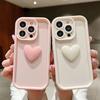 Милый 3D Розовый Силиконовый Чехол-Сердечко для iPhone 16 15 Pro Max 16E 11 12 13 14 15 17 Pro Max 14 Plus 17 Air Матовый Чехол