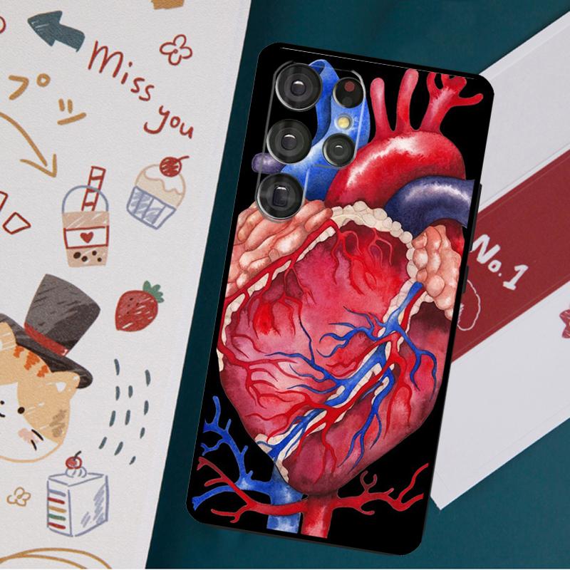 Медицинский чехол с изображением человеческих органов и сердца для Samsung Galaxy S23 S22 S21 Ultra S20 FE Note 20 Ultra S8 S9 S10 Note 10 Plus, чехол