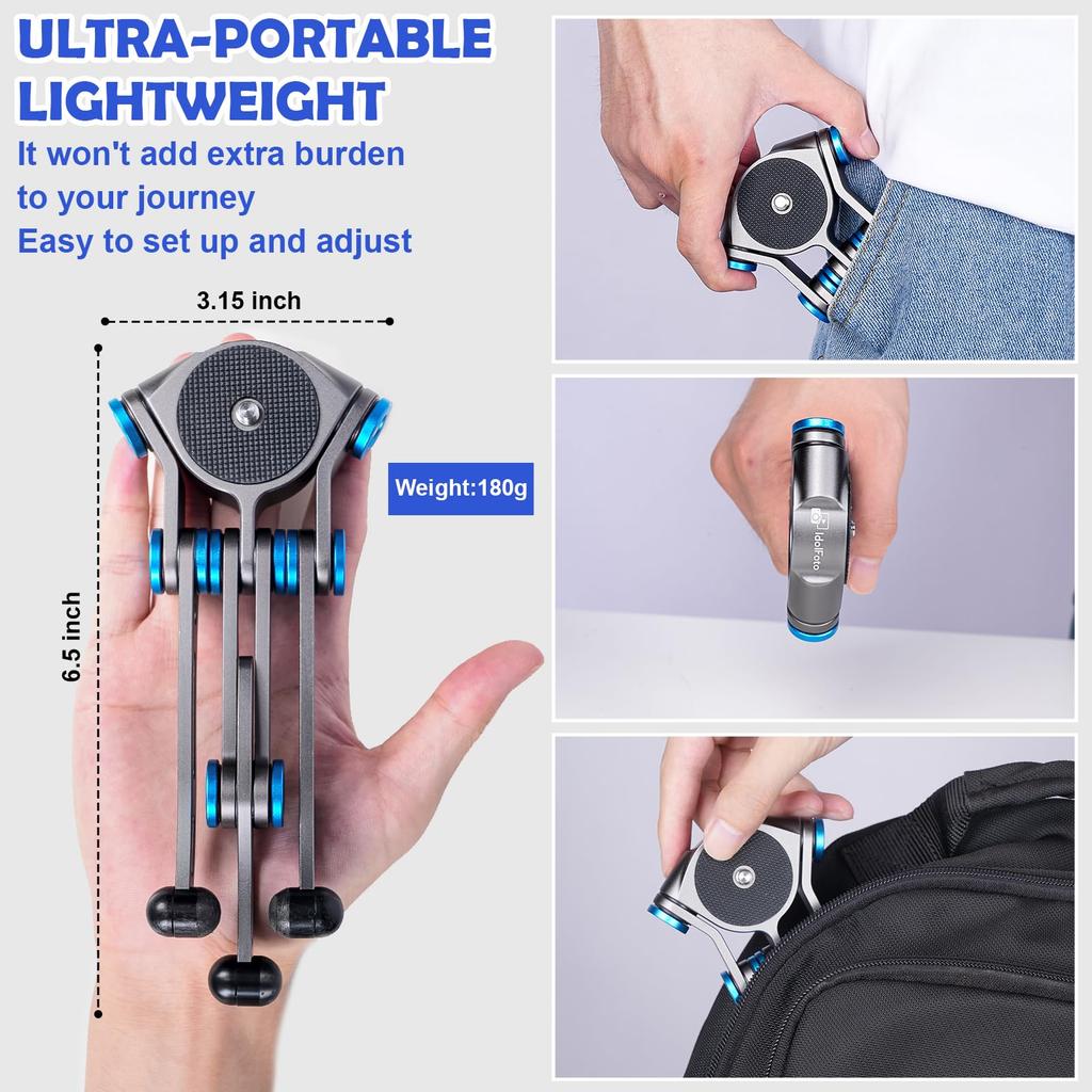 Jialefu Гибкий алюминиевый штатив-трансформер, совместимый с и весом 2 кг, портативный настольный штатив для камеры для путешествий, видео и селфи-палка-штатив,