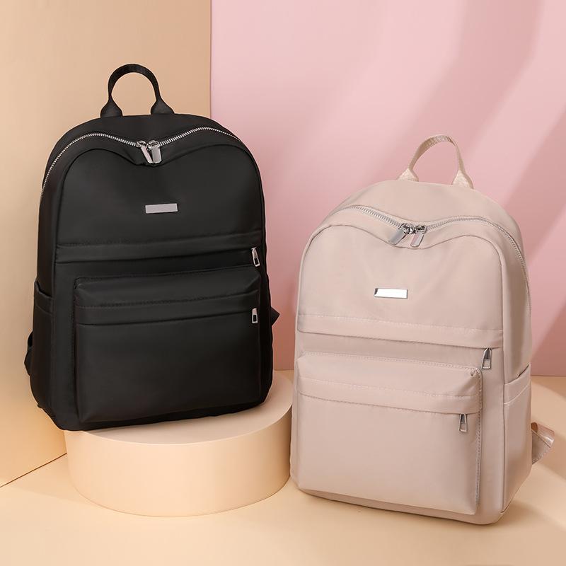 Women Solid Color Large Capacity Backpack Nylon Water-Repellent Backpack AVE