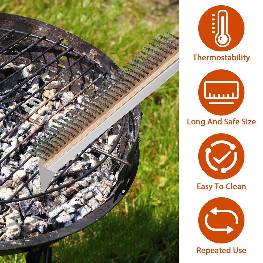 Щетка для чистки пиццы в духовке длиной 21 дюйм с длинной ручкой из нержавеющей стали, кухонная щетка для чистки пиццы и скребок, аксессуары для духовки