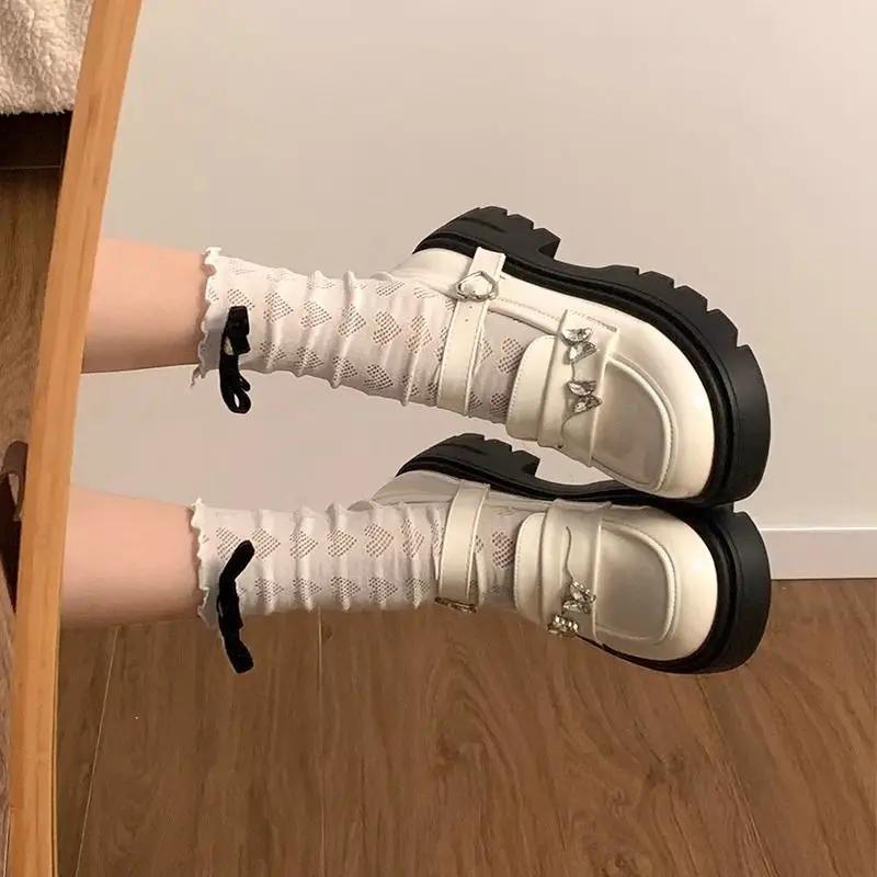 Модные женские туфли-лодочки с круглым носком, лоферы, женская обувь на платформе со средним каблуком, повседневная обувь, нескользящая, лето 2025, шикарный и элегантный тренд