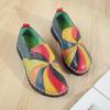 Spring New Flat Women's Shoes Ethnic Style Color-blocking Genuine Leather Women's Singles Casual Large Size Mother's Shoes Popular Shoes