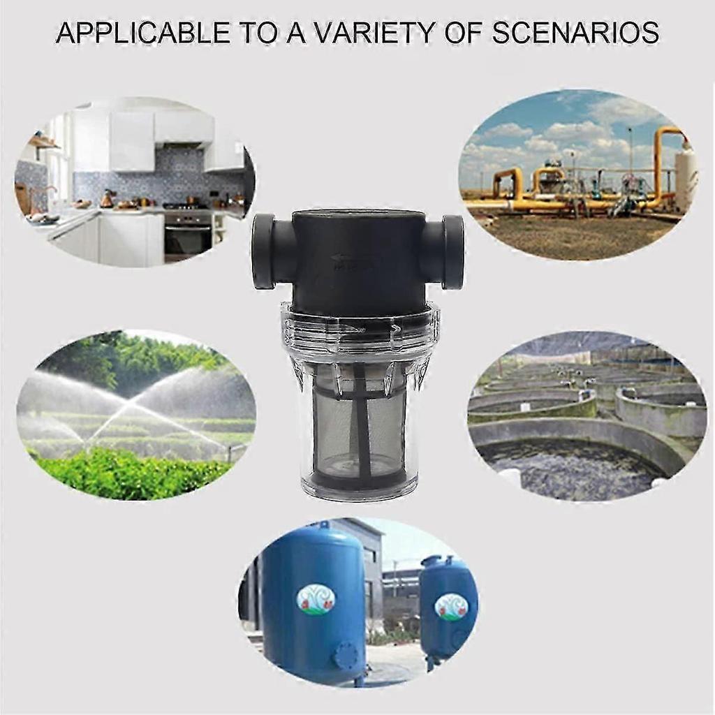 Pipeline 1/2" Water Pump Filter with 100 Mesh Stainless Steel Strainer, Inline Mesh Filter for Garden Watering