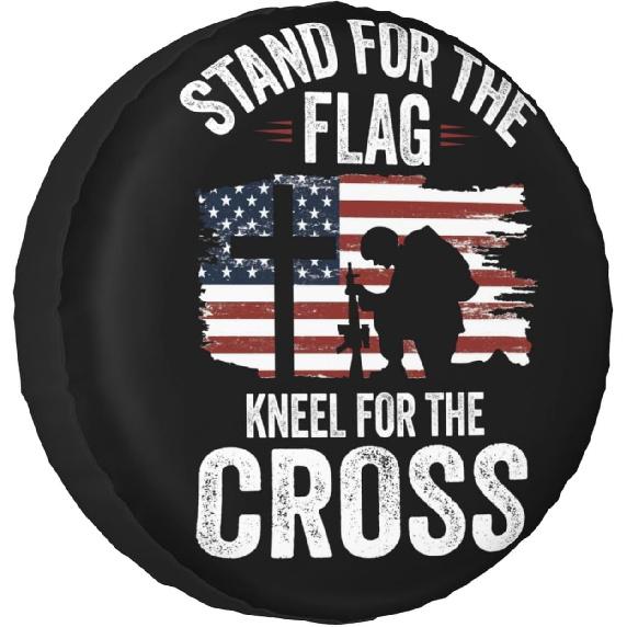 Spare Tire Cover Weatherproof Sun Protection Wheel Tire Cover Universal Fit Trailers RV SUV Truck Camper Travel With US American Flag (15" For Tire