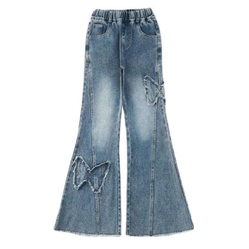 Девочки Клеш Весенние и Осенние Джинсы Детские Осенние Брюки Слим