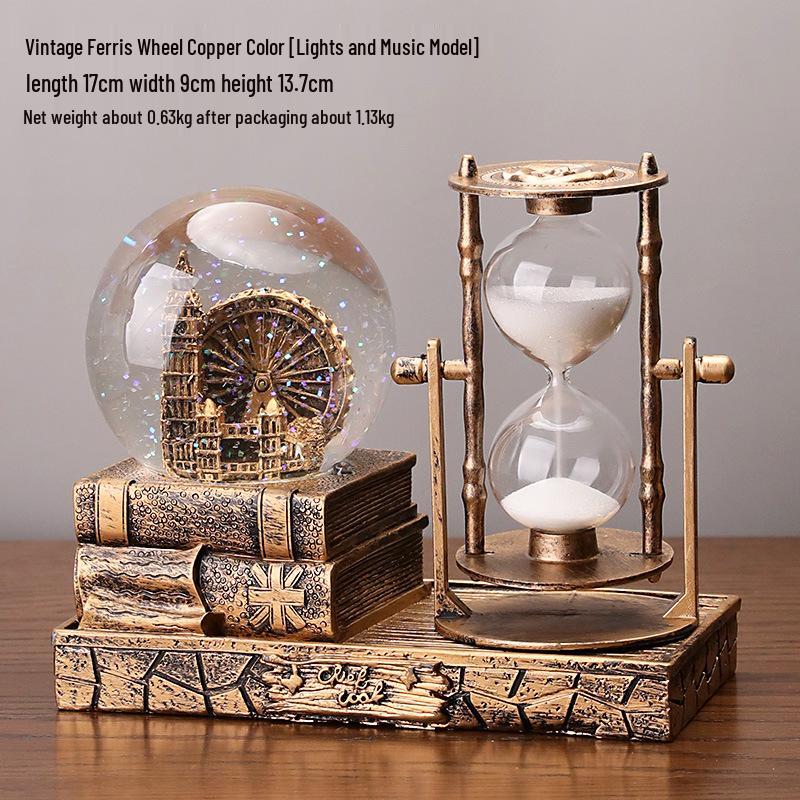 Хрустальный шар Эйфелева башня песочные часы - Светящийся подарок студенту, Полимерное настольное украшение