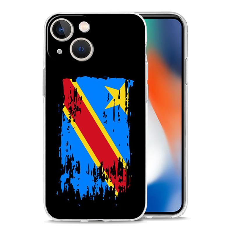 Флаг Конго Роскошный прозрачный чехол для телефона для iPhone 15 14 13 12 mini 11 Pro Max XS X XR SE 7 8 Plus Силиконовый прозрачный чехол
