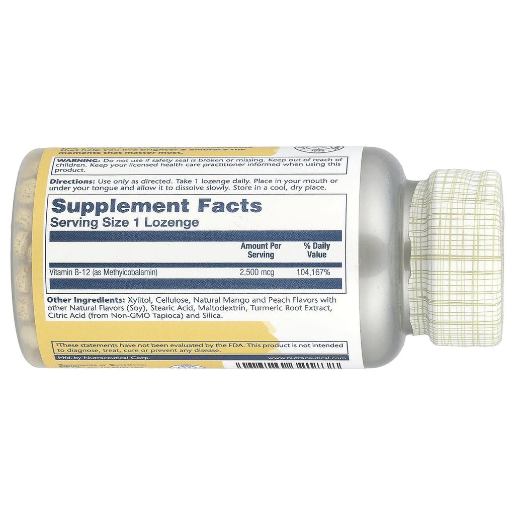 High Potency Methyl B-12, Natural Mango Peach, 2,500Mcg, 60 Lozenges